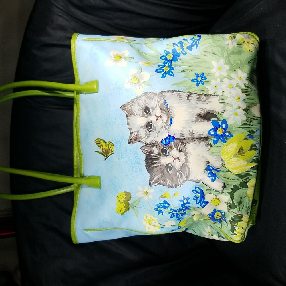 Vintage Y2K Multicolor Avon Cat Butterfly Floral Shoulder Bag